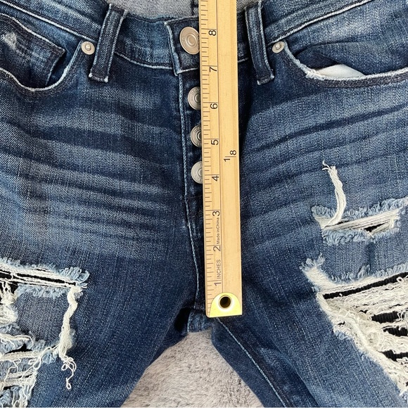 Hudson Jeans Size 26 Distressed Button Fly Skinny Blue Thermal Backed Rips - Picture 7 of 10